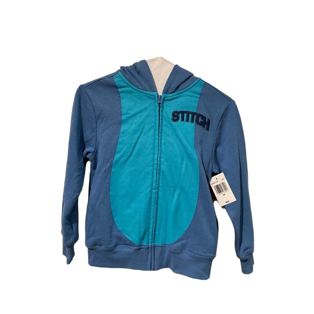 Disney Lilo and Stitch Blue Zip Up Hoodie with 3D Ears Kids Size 5/6 NWT